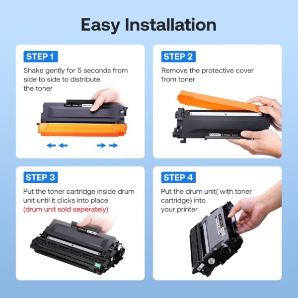 WOEBYAS TN450 Toner Cartridge DR420 Drum Unit Replacement for Brother TN450 TN-450 TN420 DR-420 work with HL-2270DW HL-2280DW HL-2230 MFC-7860DW Intellifax 2840 2940 (2 Toner +1 Drum,3 Pack)