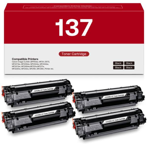 WOEBYAS 137 Compatible Toner Cartridge Replacement for Canon 137 Black Toner Cartridge, Work with Canon ImageClass D570, MF236n, MF216N, MF227dw, MF242dw, MF240, MF230, MF216n, MF236n, MF227dw (Black, 4-Pack)